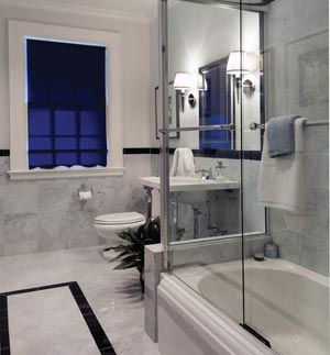 Bathroom Design Gallery on The Remodelers Selected A Heather Gray Marble For The Floor And Walls